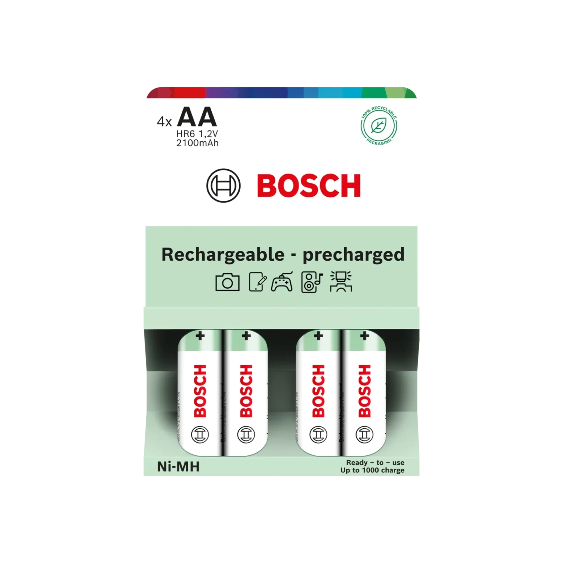 Bosch Genopladeligt forudladet batteri AA 2600mAh 4-blister