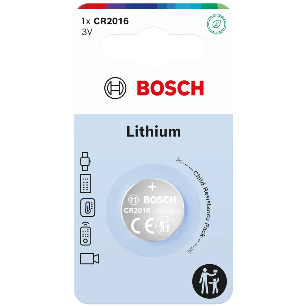 Bosch Lithium-knapcellebatteri CR2016